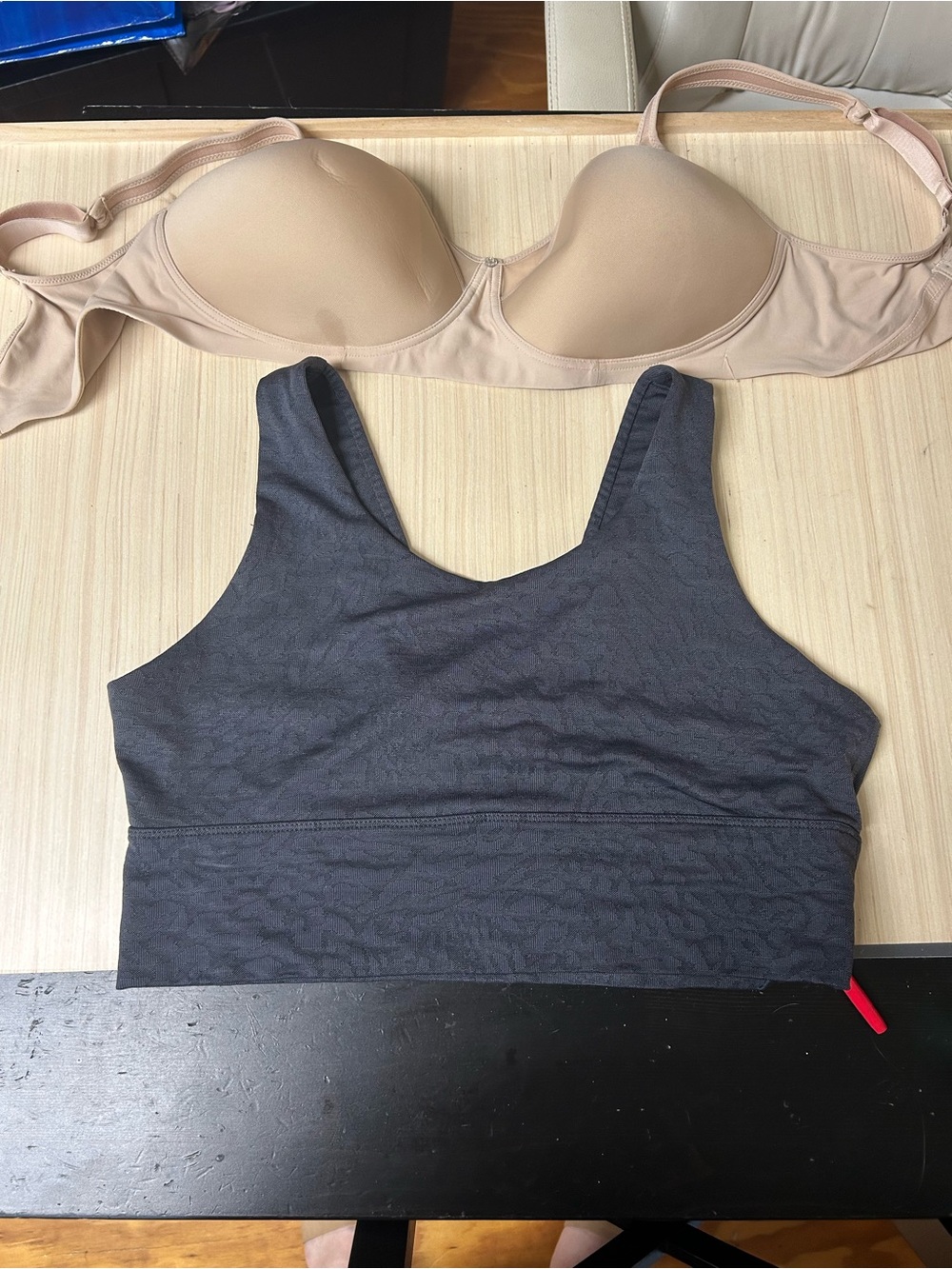 Bali Nude Molded Underwire Bra and Charcoal Seamless Bralette